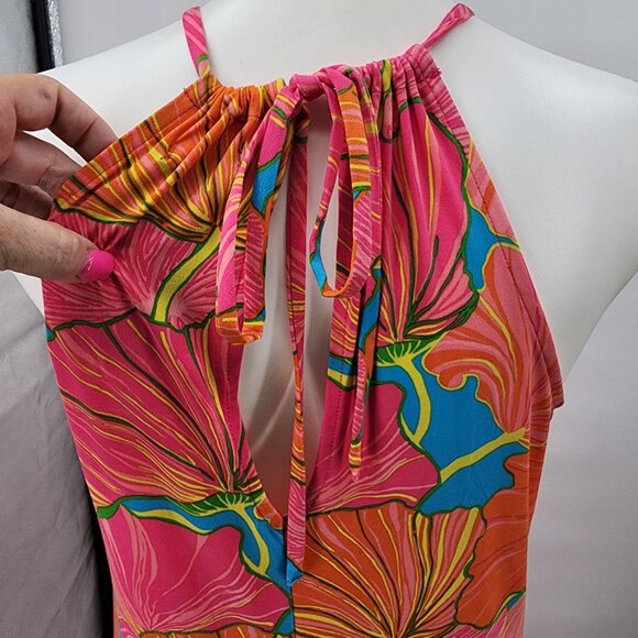 Trina Turk Medium Milan Gingko Halter Floral Maxi Dress NWT $198 - Picture 7 of 8